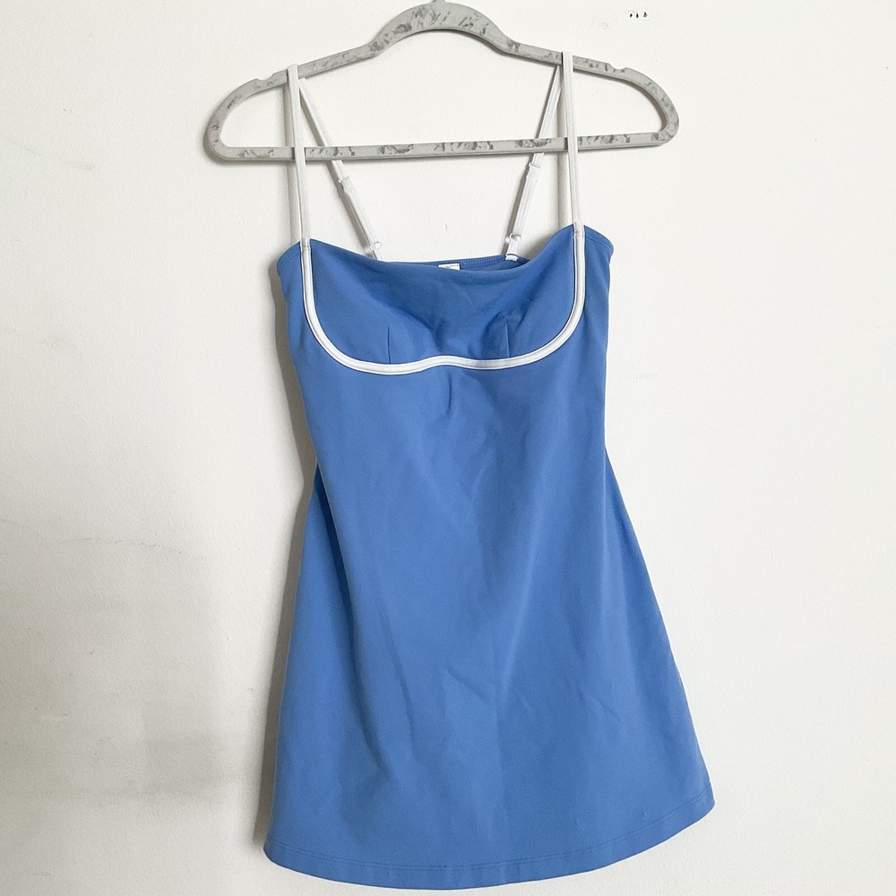 Alo Yoga Airbrush Streamlined Dress Crystal Clear Blue/White Small - Picture 2 of 8